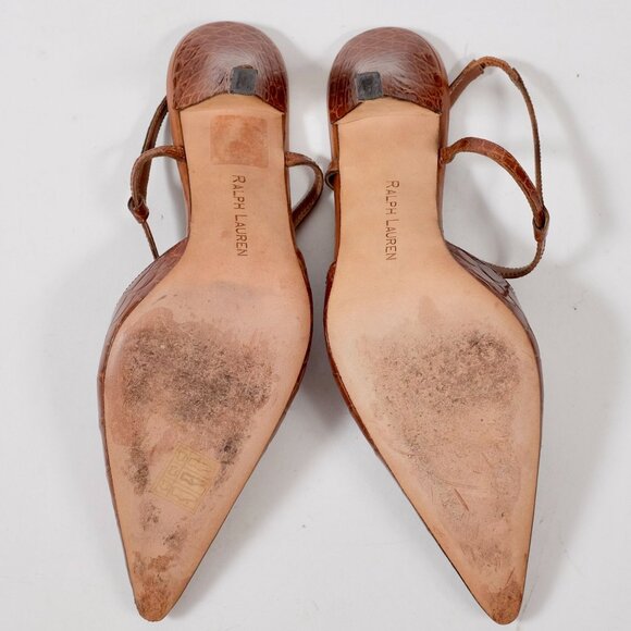 Ralph Lauren Purple Label Collection shoes 7 B crocodile alligator ankle strap - Picture 5 of 8